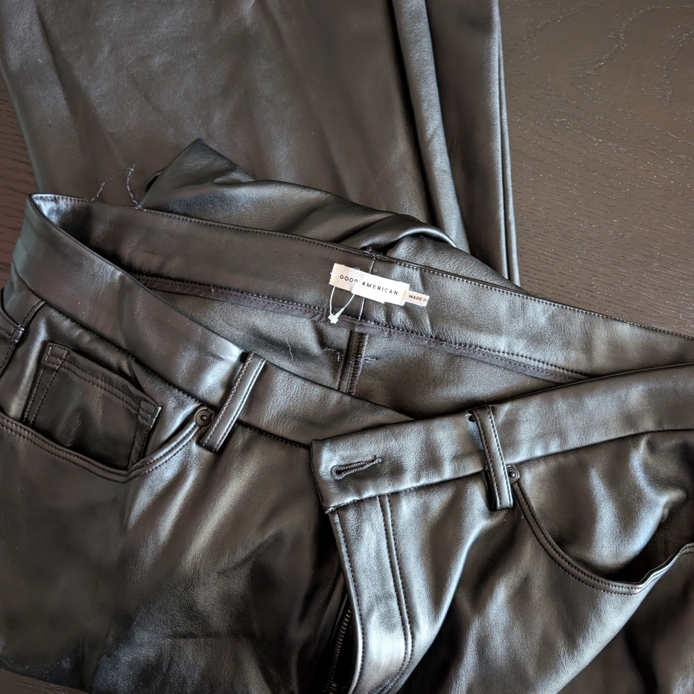 Good American Women's Black Faux Leather Pants
